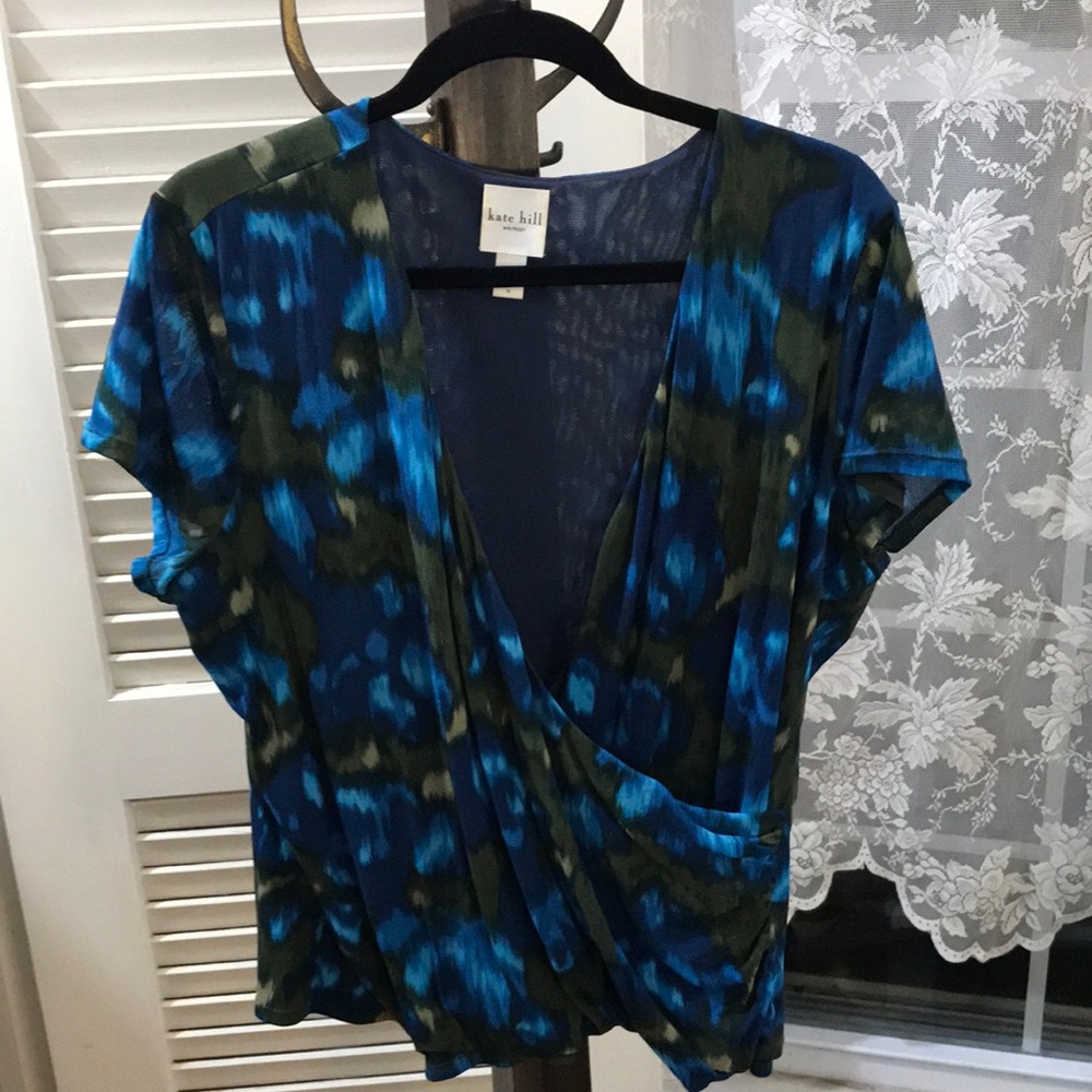 Kate Hill peacock-inspired top. 1X